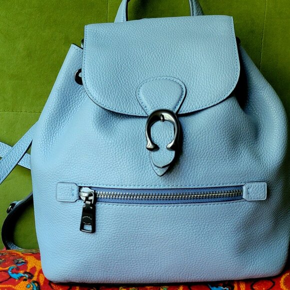 Coach Pebbled Leather Backpack – Light Blue – Excellent Condition - Picture 1 of 5